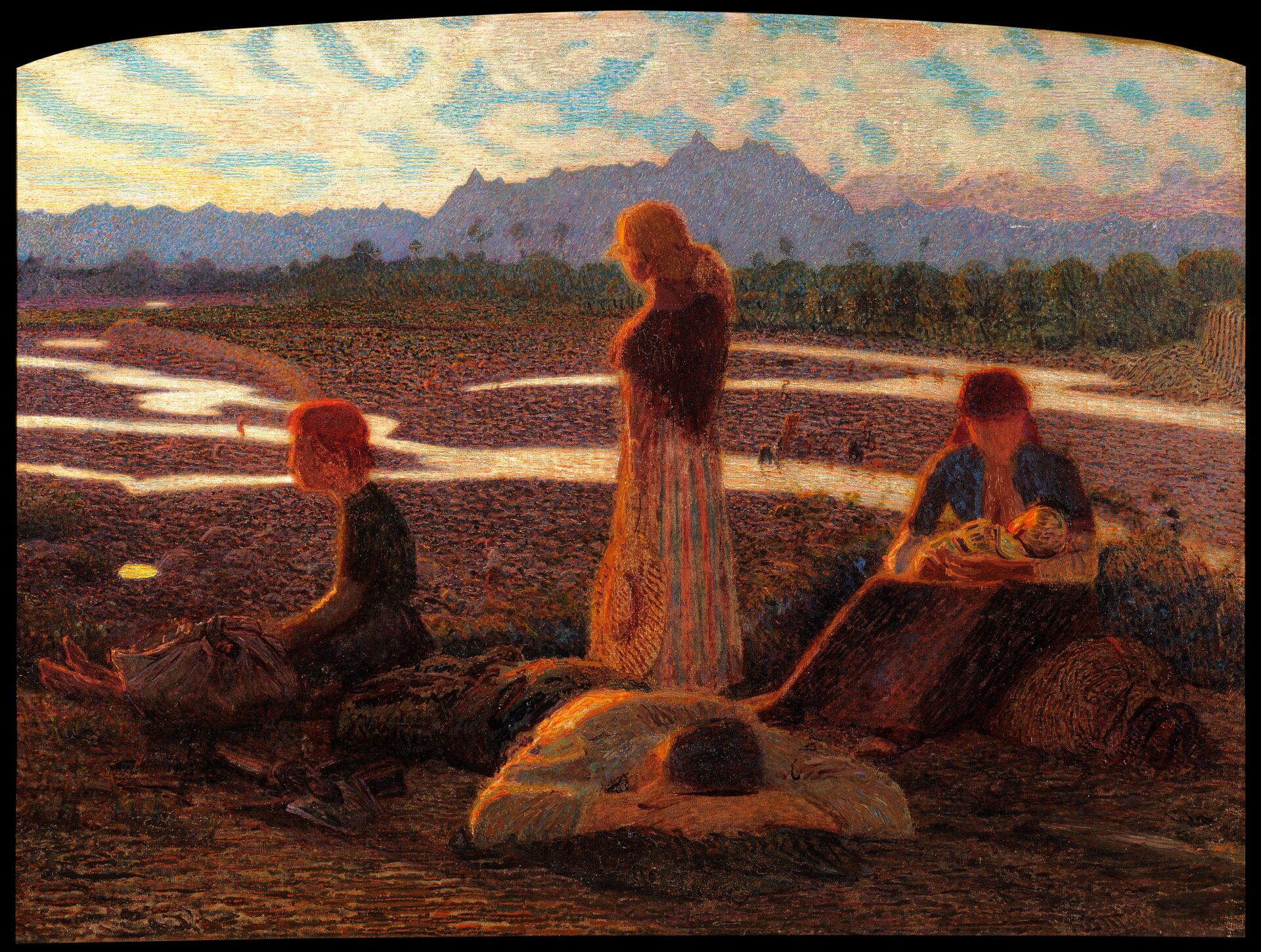 Giuseppe Pellizza da Volpedo, "Membra stanche (Famiglia di Emigranti)", 1907. Oil on canvas; 50 x 64 5/8 in (127 x 164 cm) Collezione Fondazione Francesco Federico Cerruti per l‘Arte. Long term loan at Castello di Rivoli, Museo d'Arte Contemporanea, Rivoli (Turin, Italy).