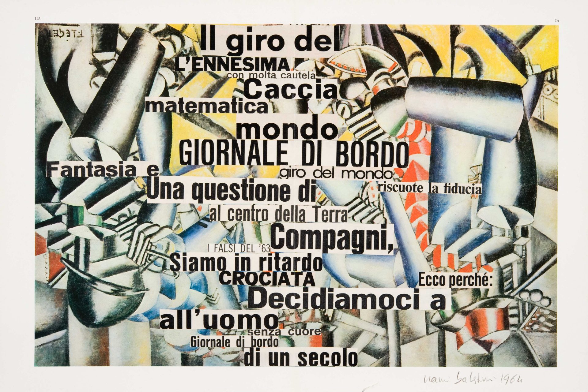 Nanni Balestrini, 'Giornale di bordo (La partita a carte)', 1964. Collage on paper. Private collection, Mirano (Venezia)